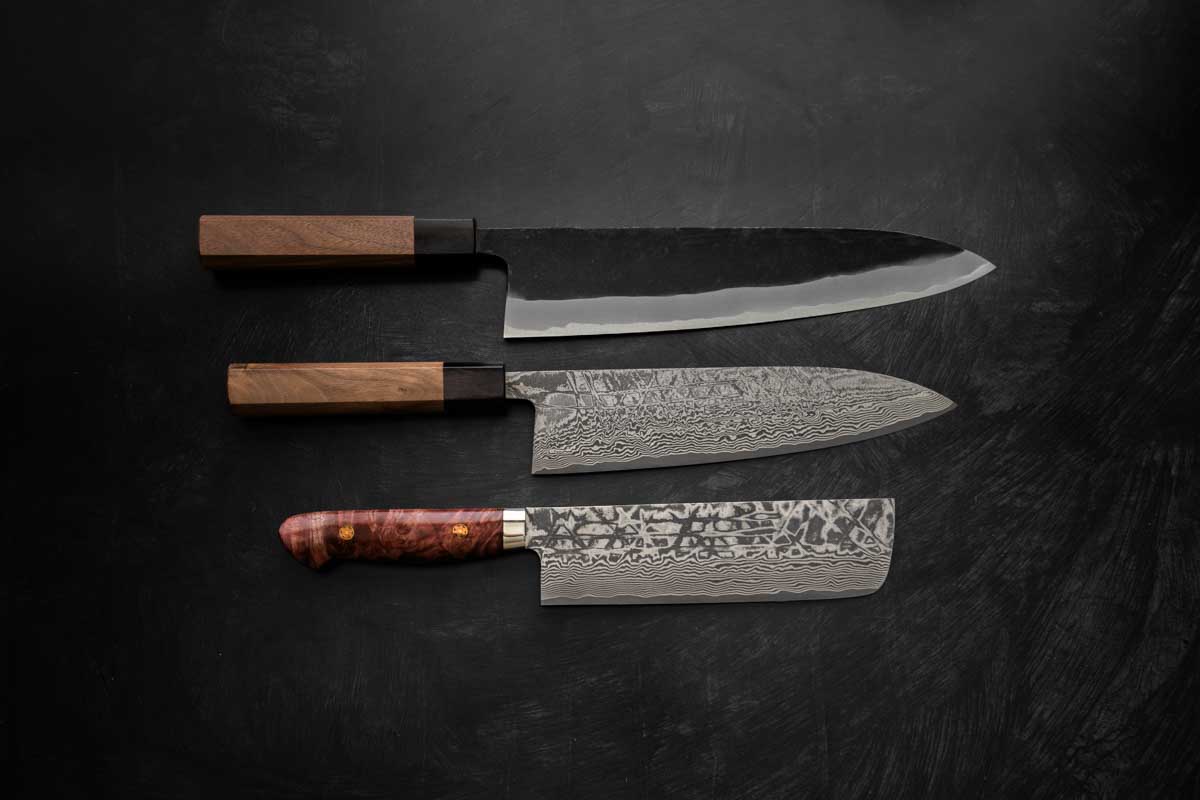 Shigeki Tanaka Ginsan Silver 3 Stainless Steel Japanese Chef's Hakata Knife  180mm with Ebony Handle