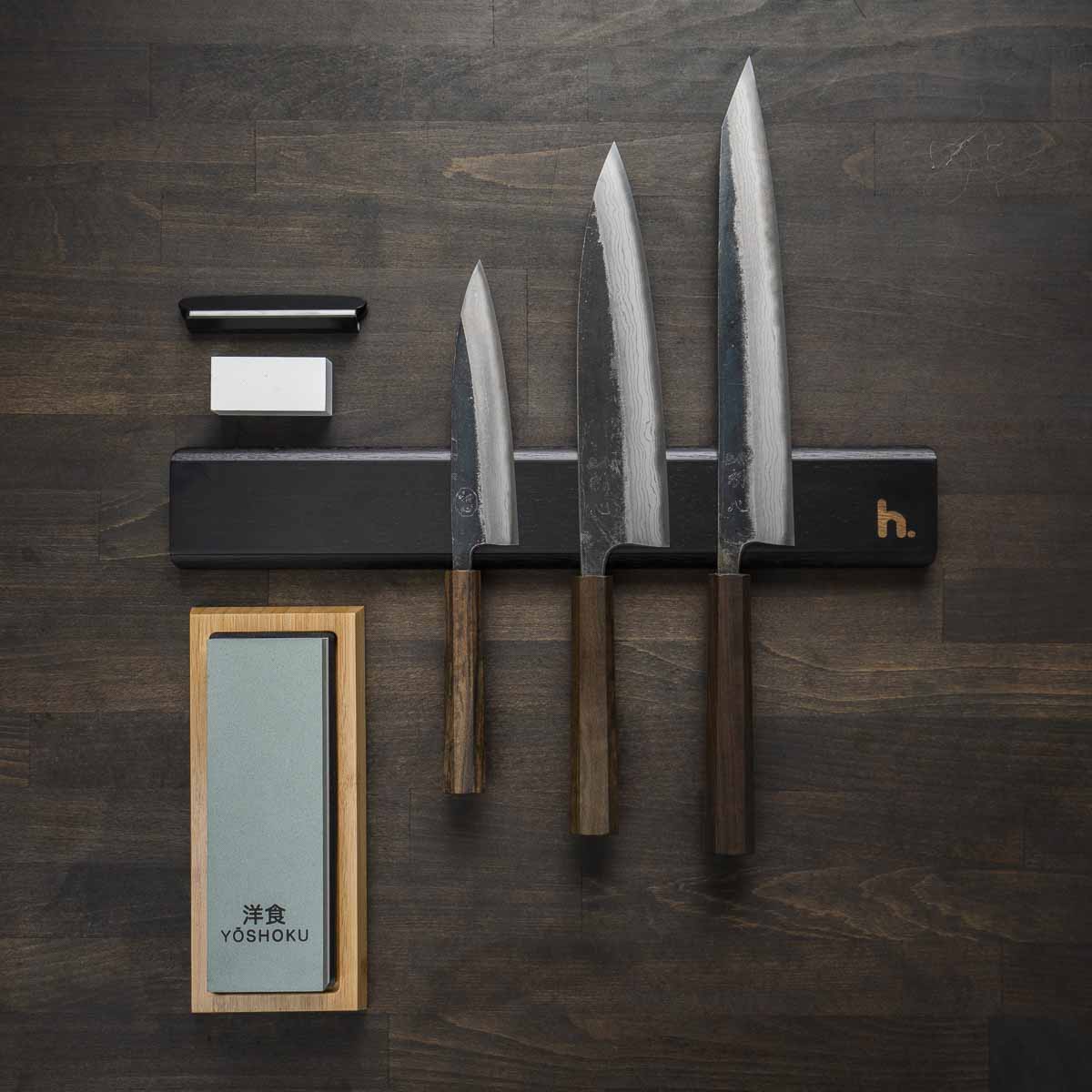 Hatsukokoro Kumokage Blue 2 - 3 Knife Set with Magnetic Strip