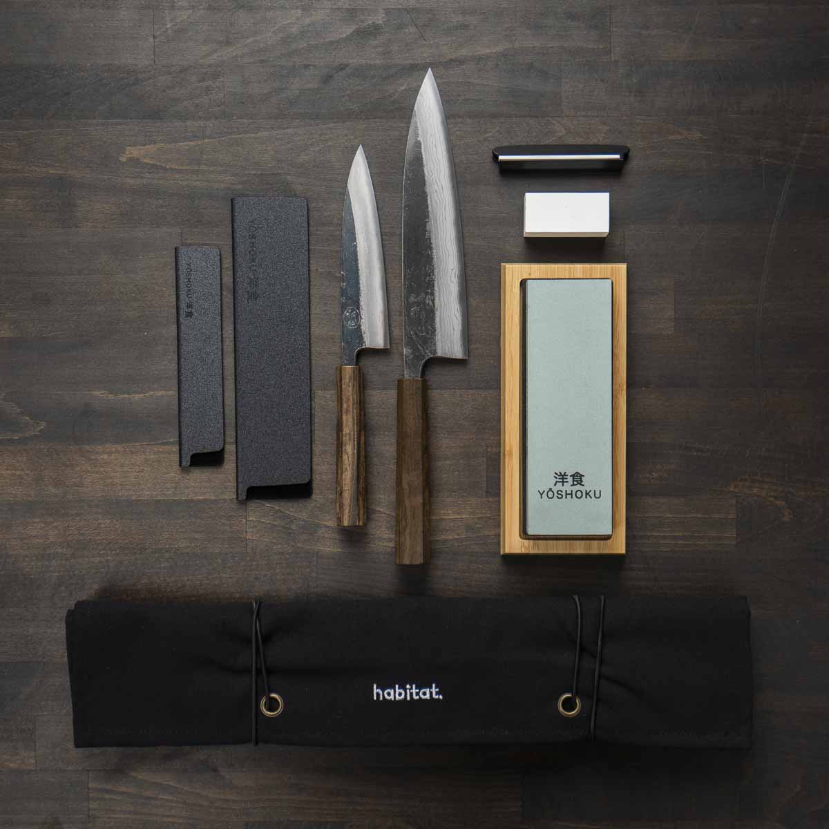 Hatsukokoro Kumokage Blue 2 - 2 Knife Set with Knife Roll