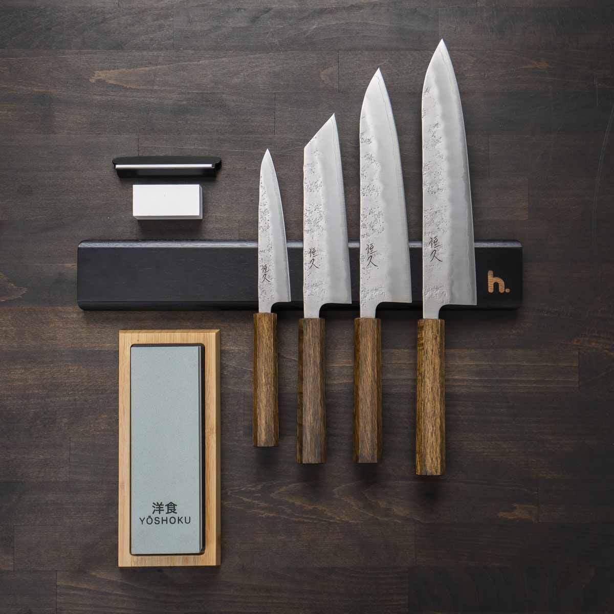 Tsunehisa Ginsan Nashiji 4 Knife Set - Magnetic Strip