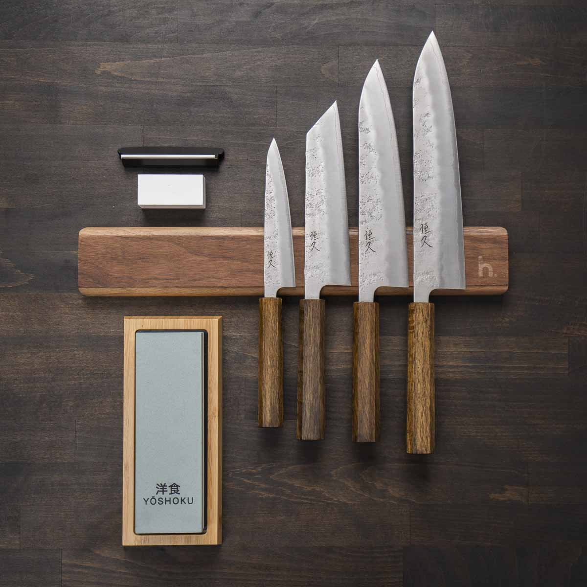 Tsunehisa Ginsan Nashiji 4 Knife Set - Magnetic Strip