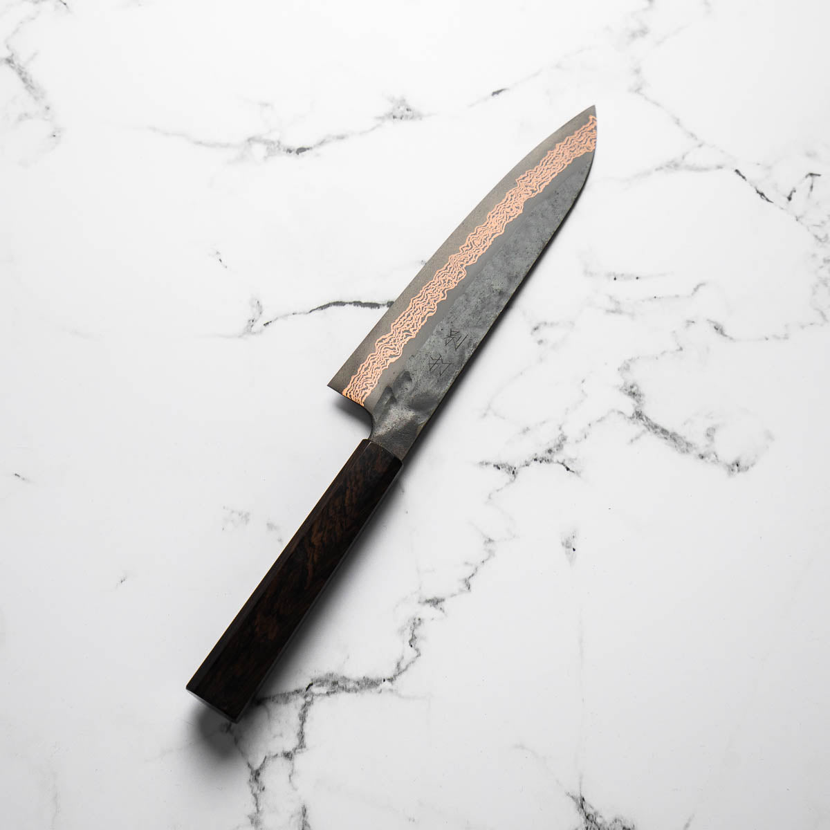 Hatsukokoro Yorokobi SLD Kurouchi Copper Damascus Gyuto 210mm