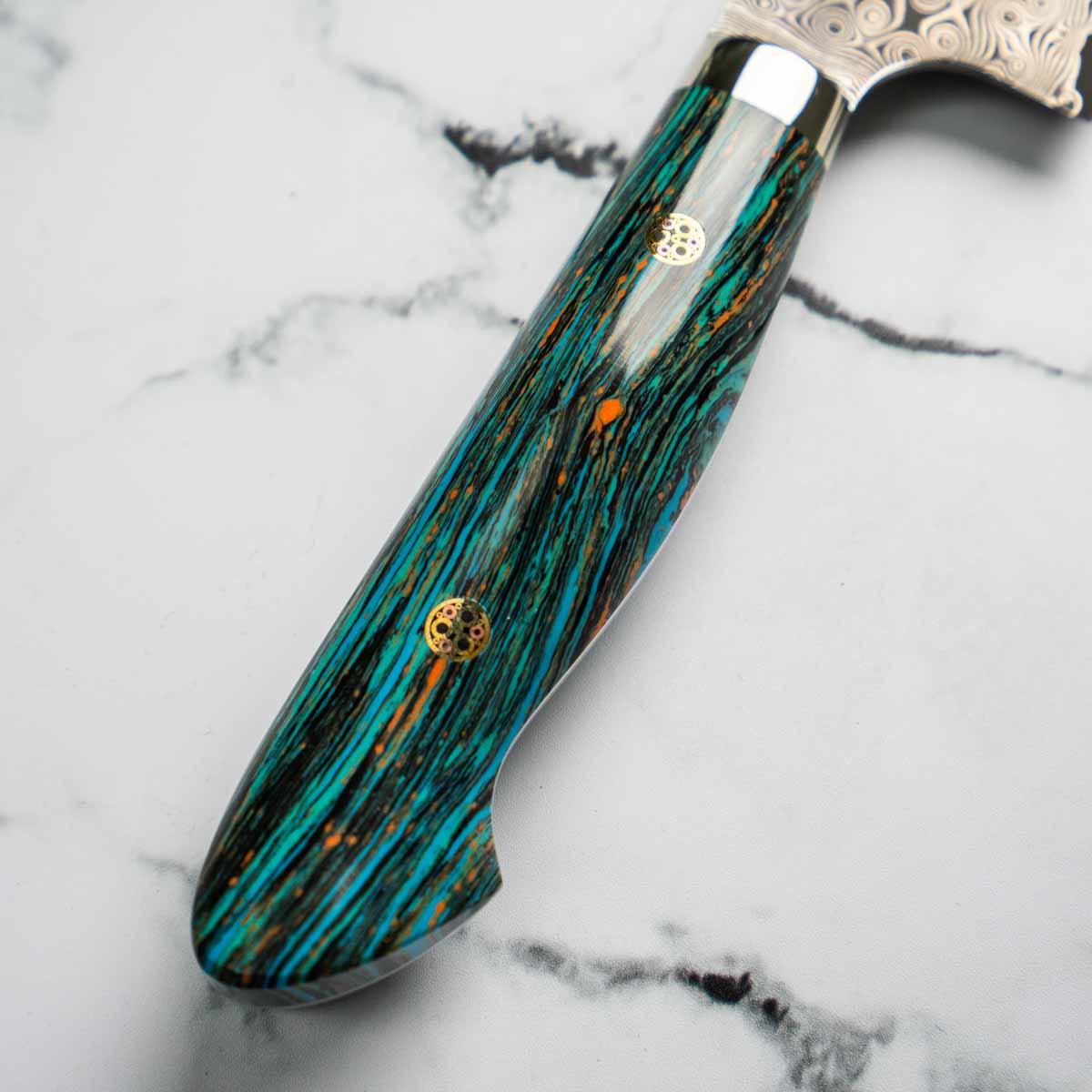 Nigara Hamono SG2 Raindrop Damascus Gyuto 210mm - Turquoise