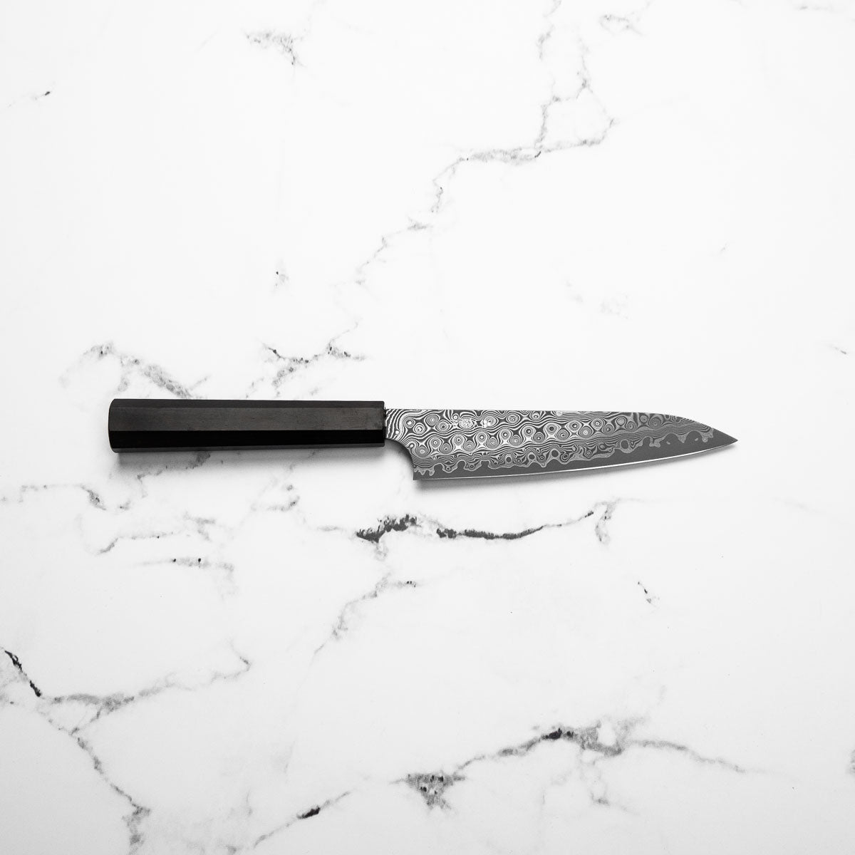 Nigara Hamono SG2 "Raindrop" Damascus Petty 150mm - Ebony