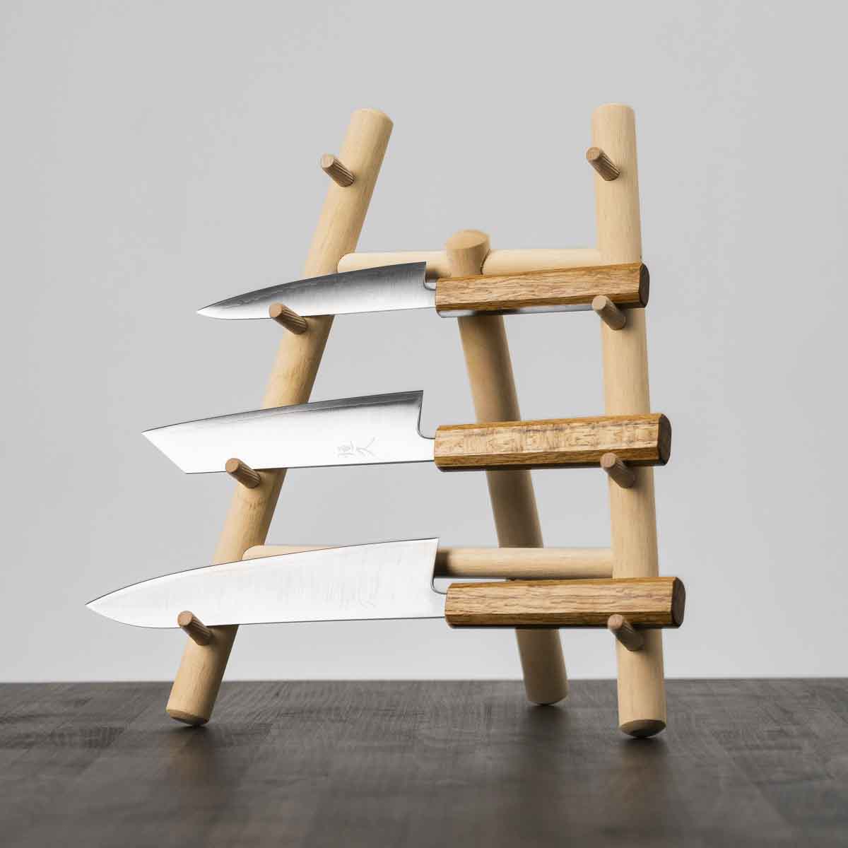 Tsunehisa Ginsan Migaki - 3 Knife Set With Knife Tower