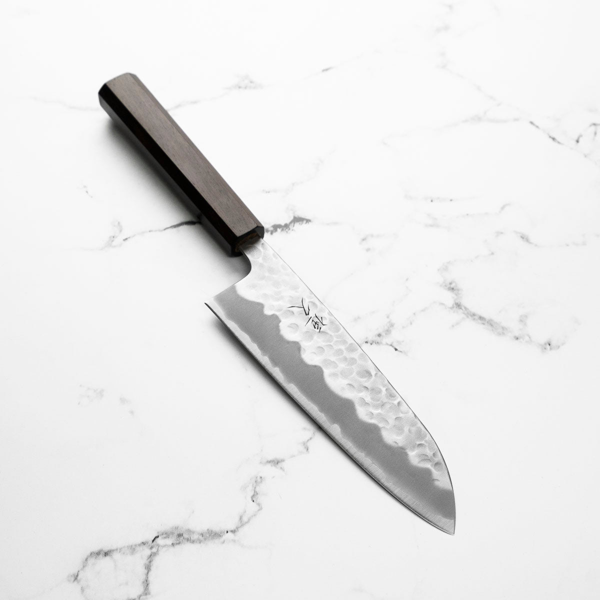 Tsunehisa White 1 Stainless Clad Tsuchime Santoku 165mm - Ebony