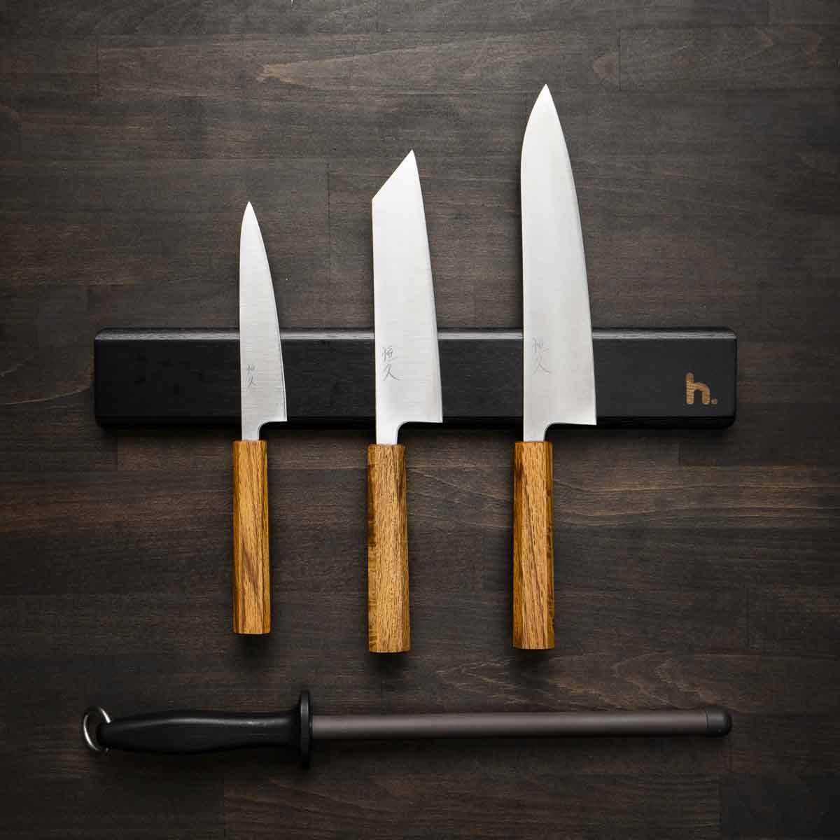 Tsunehisa Ginsan Migaki - 3 Knife Set With Magnetic Strip